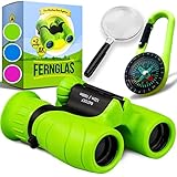 Fernglas für Kinder - Optimales Geschenk zu Ostern für kleine Jungen und Mädchen - Starke Vergrößerung 8X21 – Umfangreiches Set inklusive Lupe & Kompass – Spielzeug für 4 5 6 7 8 Jahre - Ostergeschenk
