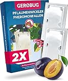 Gerobug® Pflaumenwicklerfalle Pheromonfalle Bio 2 Stk. - Vogelfreundliches Produktdesign inkl. 2 inkl. Bindedrähte - Pflaumenmadenfalle mit Lockstoff