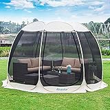 Alvantor Campingzelt Screen House, Überdachung für den Außenbereich, sechseckiges Pop-up Sonnenschutzzelt mit Wänden aus Netzgewebe, Nicht wasserdicht, ca. 3 x 3 m, beige