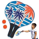 Schildkröt® Beach Paddle Ball Set Ocean, 2 Schläger aus lackiertem Holz, 2 Bälle, in wiederverschließbarer Netztasche, der Klassiker unter den Strandspielen, 970157, Keine Größe