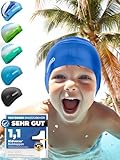 KIDVERSE Badekappe Kinder 2-6 Jahre - Badehaube Kinder mit Anti-Rutsch-Noppen für maximalen UV Schutz Schwimmhaube Kinder - Extra reißfest & wasserdicht - Silikon Schwimmkappe Kinder