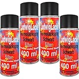 LudwigLacke 4 x Spraydosen 400ml Thermolack Silber bis 800 Grad Autolack