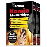 RAKSO Kaminscheibenreiniger - 4 Kaminglasreinger, 2x2 Stk. - Kaminreiniger Scheibe, Ofenglasreiniger, Kamin Scheibenreinigung, Kaminglas Reiniger, Ofenreiniger Kamin