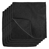 6 Stück Spüllappen Waschbar, Lappen Küche Schwarz, 20 x 20 cm Geschirrtücher Microfaser, Wiederverwendbar Waffeltücher, Extra Saugfähig & Langlebig, Abwaschlappen für Küche, Fenster, Glas, Bad