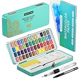 Artistro Aquarellfarben Set, 48 Lebendige Farben in Tragbarer Box, Malset, Inklusive Metallic- und Fluoreszenzfarben, Perfektes Reise-Wasserfarben für Künstler, Hobbymaler und Malerei-Liebhaber