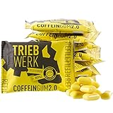 TRIEBWERK Koffein Kaugummi, 50mg Koffein pro Gum, Pfefferminz-Geschmack, 100 Stück, Vitamin B12 (10x Refill)