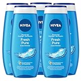 Nivea Duschgel Fresh Fitness Körperreiniger erfrischender Duft regenerierende Formel mit feuchtigkeitsspendender und nährender Wirkung mit Meeresmineralien und Hydra IQ Technologie – 5 Flaschen à 250