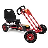 509 Crew Rocket Pedal-Gokart – rot| Tretauto | Aufsitzspielzeug für Jungen & Mädchen mit ergonomisch verstellbarem Sitz & präziser Handhabung, Gummiräder, mit Handbremse, ab 4 Jahren