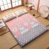 FloAPa Japanische Futon Matratze Faltbar Tatami Bodenmatte Tragbare Camping Matratze Schlafmatte Bodenliege Couch Bett Queen,007,120 * 200CM