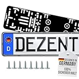DEZENTOFIX® 2X Kennzeichenhalter - Einfache Montage & Sicherer Halt - Kennzeichenhalter Rahmenlos - Nummernschildhalterung Auto - Kennzeichenhalterung - Nummernschildhalter - Universal Passform 520mm