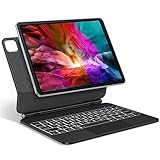 TECURS Tastatur Hülle für iPad Air 11 Zoll (M2 2024) /iPad Air 6/5/4/ iPad Pro 11(4/3/2/1 Gen) mit Trackpad, Magnetische Freischwebende Design, Leicht Tragbar kabellose Tastatur QWERTZ, Schwarz