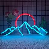 Mountain Neon Sign für Wanddekoration, Anywin Dimmable Sunrise Sunset Led Signs mit Eisbergen Neon Signs Art für Wohnzimmer, Schlafzimmer Gaming Room, Hotel Dekor, coole Geschenke für Freunde