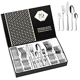 Aoeeppa Besteck Set 6 Personen, 30 teilig Edelstahl Spiegelpolierte Essbesteck mit Esslöffel, Essgabel, Essmesser, Kuchengabel ​Löffel, Besteckset für Haus Küche Restaurant, Spülmaschinenfest(Silber)