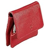 Damenbörse Echt Leder Damen Geldbörse Knipsbörse Bügelbörse Geldbeutel GoBago (Rot)