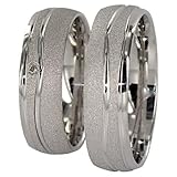 JC Trauringe 925er Sterling Silber Paar-Preis I Ehe-Ringe mit kostenfreier Gravur I Partnerringe 6 mm breit inkl. Etui-Box I Damen-Ring mit Zirkonia-Stein I Größe 48 bis 72 I A04