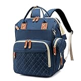 Fexkean Baby-Wickelrucksack, Mumien-Schultertasche für Reisen, Einkaufen, Camping, mit Bett, Unisex für Jungen und Mädchen, blau