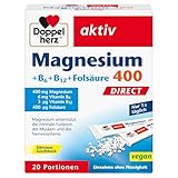 Doppelherz Magnesium 400 + B6 + B12 + Folsäure DIRECT - Magnesium unterstützt die normale Funktion der Muskeln und des Nervensystems - 20 vegane Portionen