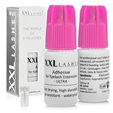 XXL Lashes Wimpernkleber xD „Ultra“, öl-resistent, hohe Haltbarkeit, schnell trocknend, wasserfest, geeignet für Volumen Technik, 5 ml