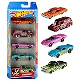 Hot Wheels Autos Set, 5er Pack, Verschiedene Modelle von Spielzeugautos, Maßstab 1:64, mit realistischen Details, Auto Spielzeug, Stile variieren, Spielzeug ab 3 Jahre, 01806