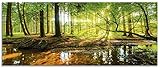 Glasbilder Wandbild Glas Bild einteilig 125x50 cm Querformat Wald Natur Landschaft Bäume Bach Sonne Frühling T9IO ARTland