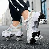 Schuhe mit Rollen Skates 4-Rad Verstellbare Rollschuhe Verstecktes Rad für Laufsportschuhe Zum Spielen für Männer Frauen Und Kinde,43