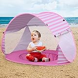CeeKii Strandmuschel Pop Up Sonnenschutz Strand Baby Strand Zelt Portable Shade Pool UV-Schutz Sun Shelter für Kleinkinder, Strandmuschel, Baby Pool (Rosa)