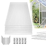 YRHome 14er Polycarbonat Doppelstegplatte Hohlkammerstegplatten 605x1210x4mm Gesamtfläche 10,25 m² Stegplatte Gewächshausplatte inkl.50 Klammern & 50 Z-Clips