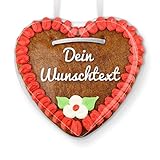 Lebkuchenherz individuell mit Wunschtext - Farbe: Rot - zum selbst Beschriften mit Liebesbotschaft, 15cm