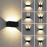 ezmyma Led Wandleuchte außen & innen schwarz,24w COB 2800lm 3000k Warmweiß verstellbarer 0°-120°Ausstrahlungswinkel für Aussenbeleuchtung Wohnzimmer FlurTreppen Schlafzimmer