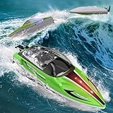 Ferngesteuertes Boot ab 6 8 Jahre Kinder Erwachsene, 28 KM/H RC Boot Ferngesteuert 1:16 RC Rennboot, Speedboot Uboot Ferngesteuert mit 2 Batterien, Tumbler Funktion, Doppelt Wasserdicht und Licht