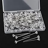 100 Stück Dekonadel,38mm Diamant Blumenstrauß Pins Stecknadeln Lang mit Transparente Box für Hochzeitsblumen, Knopflöcher, Brautschmuck, Blumenhandwerk