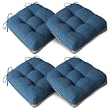 AddGrace 4er Set Sitzkissen 40 x 40cm Weiche Stuhlkissen mit 10cm Hochwertiger Polsterung für Innenbereich Küche oder Esszimmer,Marineblau