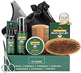 CUSMAY Bartpflege Set für Männer 9 Teilig,Geschenke Bart Set Herren mit Natürlich Bartshampoo,Bartöl,Bartbalsam,Bartkamm,Bartbürste,Bartschere, Männer Geschenkset für Vatertag Valentinstag Weih