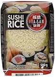 ITA-SAN Sushi Reis, Rundkorn 1. Qualität, 100% sortenrein, schnell und einfach zubereitet, vegan, halal, glutenfrei (1 x 500 g)