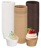 180 Stück Papier Muffinförmchen, Cupcake Formen für Hochzeit, Muffinförmchen Papier Geburtstag, Eisbecher Pappe cupcakes Party, Einweg Backbecher in Weiß, Braun, Dunkelbraun