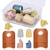 8 Stück Nähen Fingerhut Set, Leder Fingerhut, Dazzlefarben Metall Finger Schutz Fingerhut, Nähen Schneidern Fingerhut, Fingerhutring Nähfingerhut für DIY Nähwerkzeuge