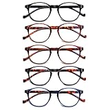 COJWIS 5 Pack Lesebrille Blaulichtfilter fur Damen Herren Federscharnier Brille Anti-Müdigkeit Blendfreie UV Lesehilfe (5 Pack Farbe, 2.00, multiplier_x)