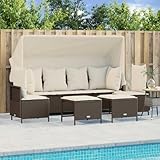 Juroupi 5-TLG. Garten-Sofagarnitur mit Kissen GartenmöBel Set Lounge Sofa Outdoor Gartenlounge Outdoor Braun Poly Rattan - 3261552