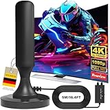 Leistungsstarke TV-Antenne für den Innenbereich, 2025, leistungsstarke HDTV-Antenne für den Innenbereich, magnetische Basis, 500 km Empfang, lange Reichweite 360 °, kompatibel mit 4 K 1080P und allen