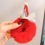 Roter Haarhalter Pferdeschwanz Haar Claus|Santa TieHair Santa Plüschsocken|Hirsch Scrunchies Elastischer Samthut|Geschenk Cute Band Haarpflege Dünner Haargummi (Color : C, Size : One Size)