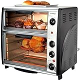 Syntrox 42 l Kleiner Mini Backofen Lollox | Miniofen | Pizzaofen | Pizzabackofen, 42 Liter, inklusive Zubehör, Edelstahl, mit Timer, Küchengerät