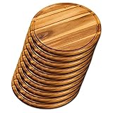 10er Set KESPER 28444 Fleischteller Ø 30 cm aus FSC®-zertifiziertem Akazienholz/Holzteller/Pizzateller/Schneidebrett
