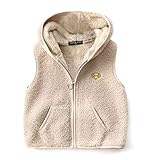 Happy Cherry Girls Fleece Weste Warme Winterjacke Reißverschluss Weste Skifahren gegen kaltes Wind Geschenk, Beige, 110/56