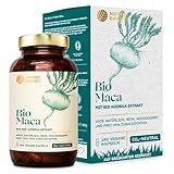 Bio Maca - 180 Kapseln hochdosiert / 2852 mg Maca Pulver & 12 mg natürliches Vitamin C aus Acerola pro Tagesdosis/Vegan, Zertifiziert & Nachhaltig im Glas