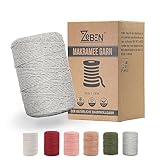 ZEBEN® Makramee Garn 3mm x 300M, Baumwollgarn Baumwollkordel Baumwollseil Baumwollschnur, Macrame Garn für DIY Handwerk Basteln Stricken Boho Deko Wandbehang Dekoration Wohnzimmer Balkon Schlafzimmer