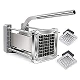 Sopito Pommesschneider Edelstahl Professioneller, Pommes Frites Schneider French Fries Cutter mit 9x9mm und 12x12mm Klinge für Küche