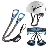 LACD Klettersteigset Via Ferrata Pro Evo 2.0 + Klettergurt Start 2.0 + Kletterhelm Skylotec Skybo (Größe S (Taille 68 – 100 cm, Bein 40 – 60 cm))