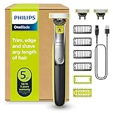 PHILIPS OneBlade 360 Face & Body - elektrischer Rasierer, Trimmer & Bodygroomer, 3x 360 Klingen, 4x Trimmaufsätze (1/2/3/5 mm), 2x Körperaufsätze, Nass- & Trockenrasur für Gesicht & Körper (QP2834/31)