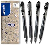 PILOT G2-7 Gelschreiber Set - 4 Stück - Farbe Schwarz - weiche Gelstifte 0,36mm Strichstärke, angenehme Schreibführung und kratzfreies, präzises Schriftbild, mit austauschbarer Mine