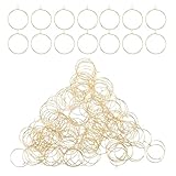 Mikikit Weinglasmarker und Party Glasmarkierer 150 Stück Selbstgemacht Anhänger für Geburtstagsfeiern und Hochzeiten Vergoldete 25mm Ringe aus Eisen Vielseitiges Partyzubehör